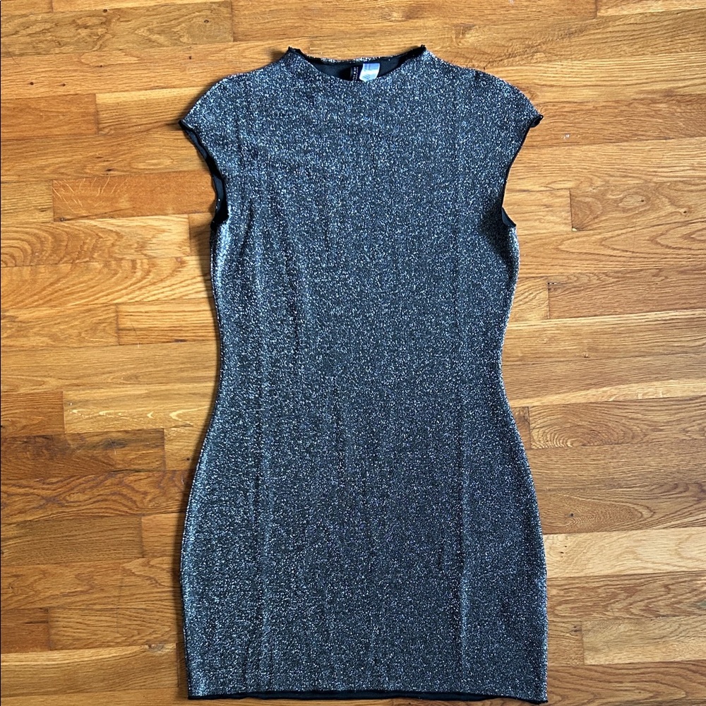 H&M Shimmering Silver and Black  Mini Dress